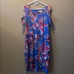 Calvin Klein Blue Tropical Cold Shoulder Dress 12